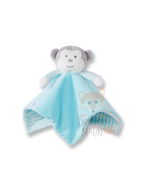  baby comforter monkey blue white grey 